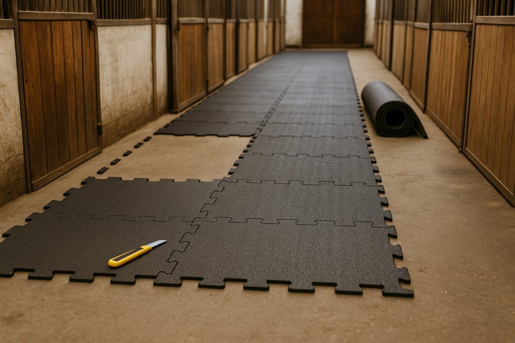 Jak montować maty dla koni — puzzle, łączniki, role czy wylewki?