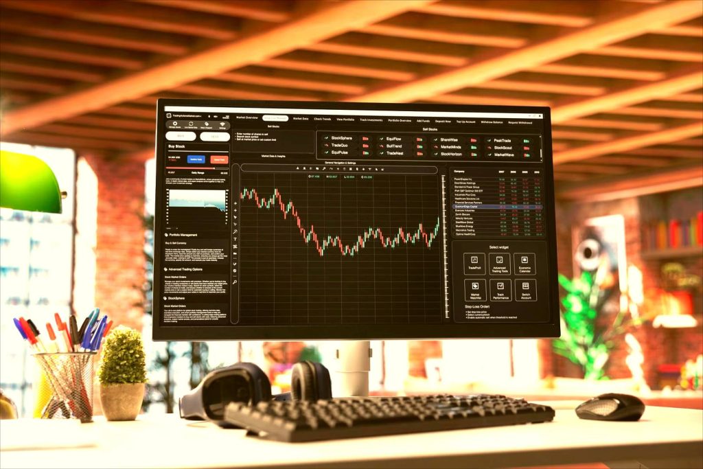 Spread forex i opłaty forex – wykres tradingowy na monitorze komputera